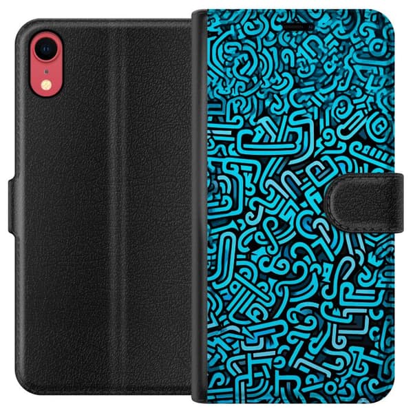 Kompatibelt Plånboksfodral till Apple iPhone XR Blå abstrakt graffiti