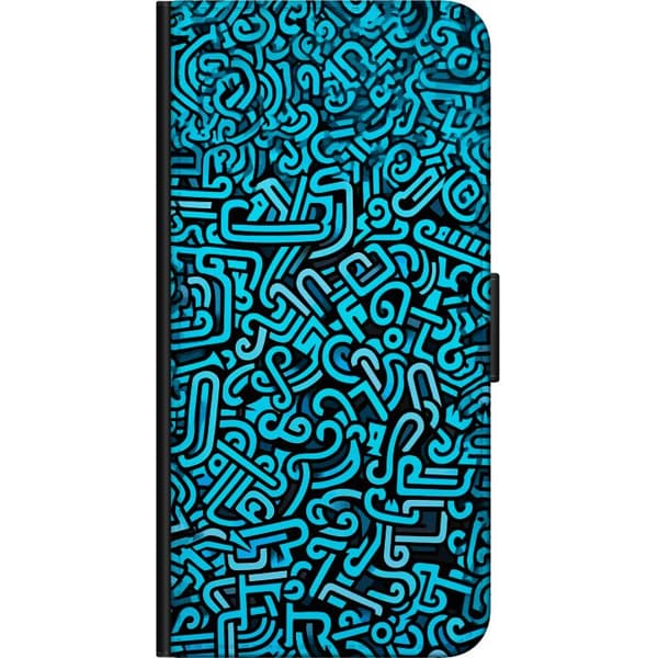 Kompatibelt Plånboksfodral till Nokia 2.4 Blå abstrakt graffiti