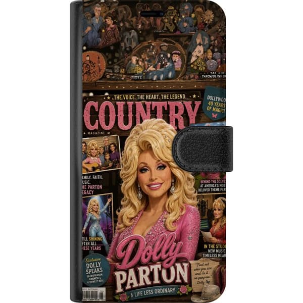 Kompatibel Tegnebogsetui til Apple iPhone 18 Pro Max Dolly Parton countrymagasin collage