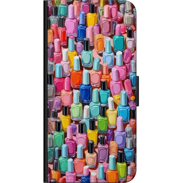Kompatibelt Plånboksfodral till Huawei P40 Pro Färgglada nagellacksflaskor i dekorativt mönster