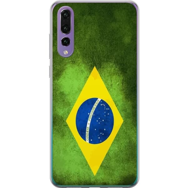 Kompatibelt Mobildeksel til Huawei P20 Pro Brasiliansk flagg med rustikk tekstur