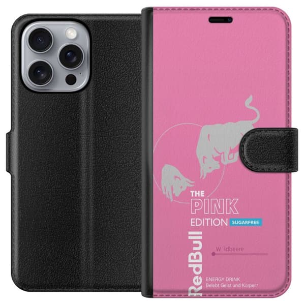 Kompatibel Tegnebogsetui til Apple iPhone 16 Pro Max Moderne lyserød energidrik design