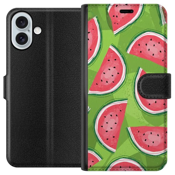 Kompatibel Tegnebogsetui til Apple iPhone 16 Plus Vattenmelon