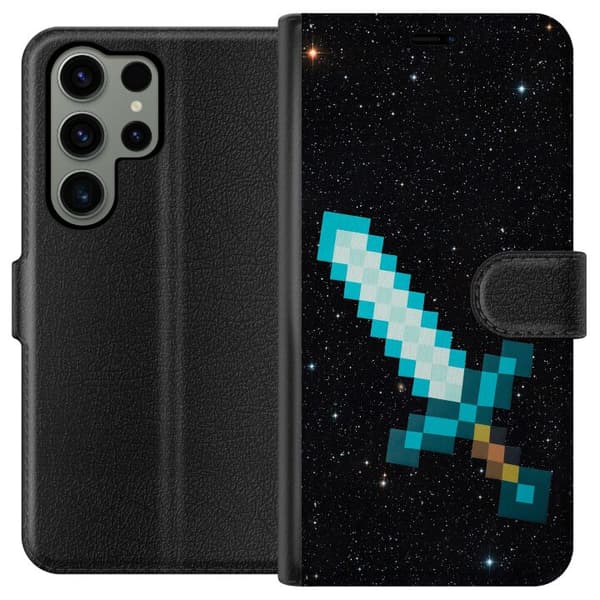 Kompatibel Tegnebogsetui til Samsung Galaxy S23 Ultra Minecraft Sværd