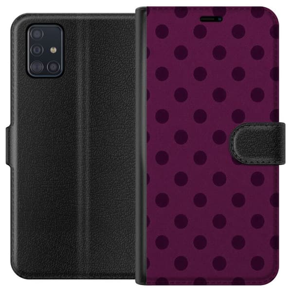 Kompatibelt Plånboksfodral till Samsung Galaxy A51 Plum Dots