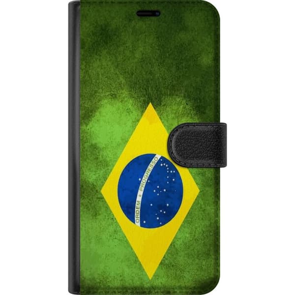 Kompatibelt Lommeboketui til Apple iPhone 12 Pro Max Brasiliansk flagg med rustikk tekstur