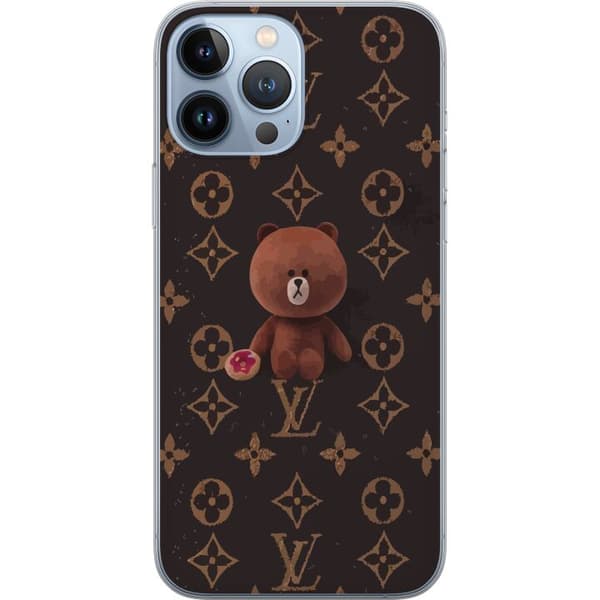 Kompatibelt Mobildeksel til Apple iPhone 13 Pro Max Søt bjørneestetikk på luksuriøst monogrammønster