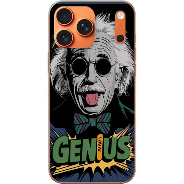 Kompatibelt Mobildeksel til Apple iPhone 18 Pro Max Illustrert vitenskapsmann med solbriller og leken Genius-tekst