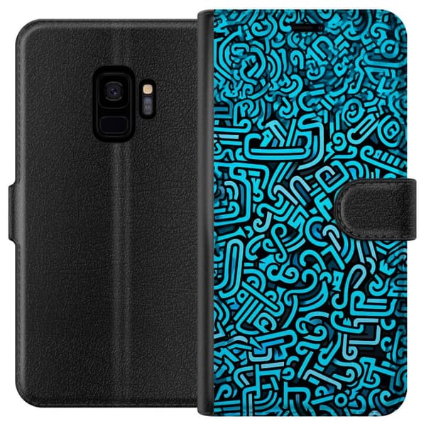 Kompatibel Tegnebogsetui til Samsung Galaxy S9 Blå abstrakt graffiti