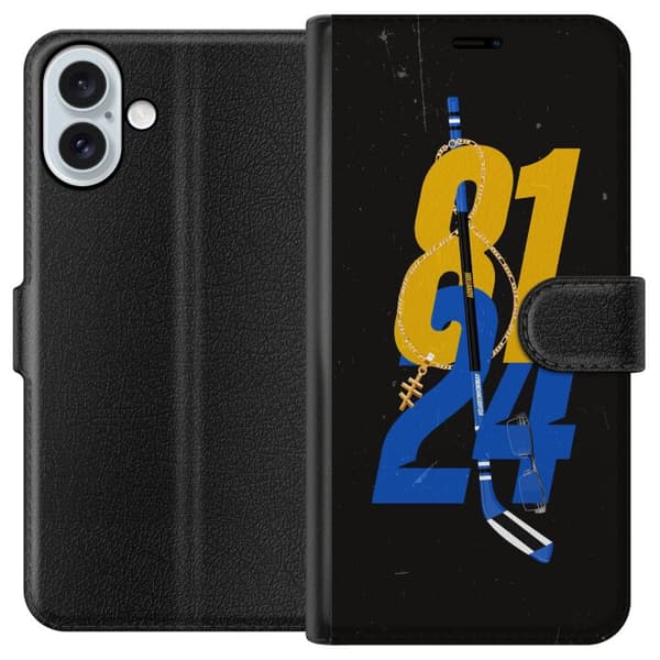 Kompatibelt Plånboksfodral till Apple iPhone 16 Plus Hockeynummer med klubba