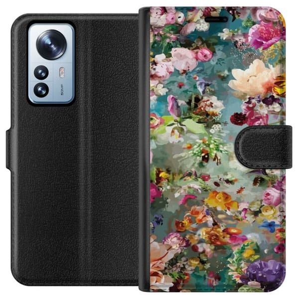 Kompatibelt Plånboksfodral till Xiaomi 12 Pro Blommor