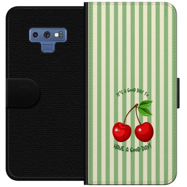 Kompatibelt Lommeboketui til Samsung Galaxy Note9 Søtt kirsebærbilde med hjerteformet design