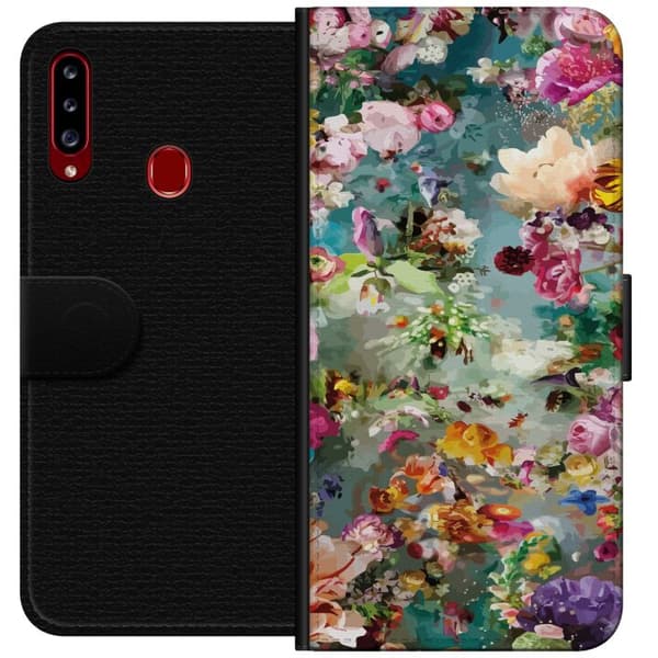 Kompatibelt Plånboksfodral till Samsung Galaxy A20s Blommor