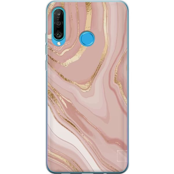 Kompatibelt Mobilskal till Huawei P30 lite Ljusrosa marmor
