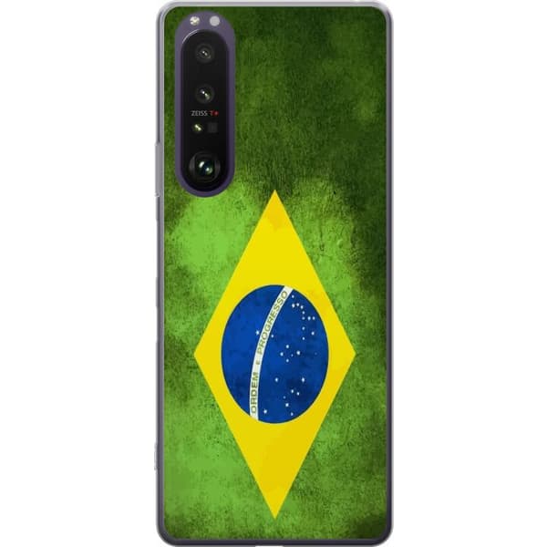 Kompatibelt Mobildeksel til Sony Xperia 1 III Brasiliansk flagg med rustikk tekstur