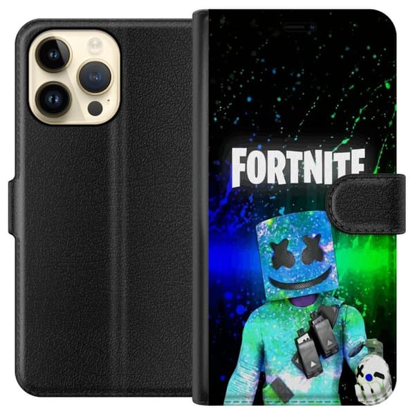 Kompatibel Tegnebogsetui til Apple iPhone 15 Pro Max Farverig maskeradefigur med glitrende hjelm mod mørk baggrund