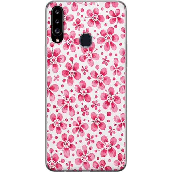 Kompatibelt Mobilskal till Samsung Galaxy A20s Blue Petal Pattern