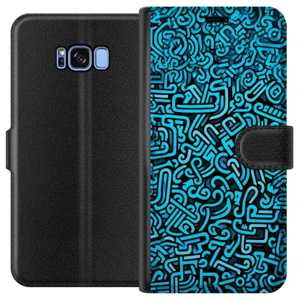 Kompatibelt Plånboksfodral till Samsung Galaxy S8 Blå abstrakt graffiti