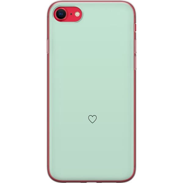 Kompatibel Mobilcover til Apple iPhone 7 Enkel sort hjertekontur centreret mod mintgrøn baggrund