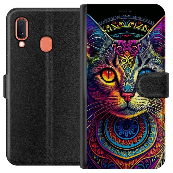 Kompatibelt Lommeboketui til Samsung Galaxy A20e Katt