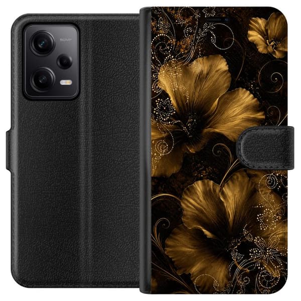Kompatibel Tegnebogsetui til Xiaomi Redmi Note 12 Pro Gylden blomstring