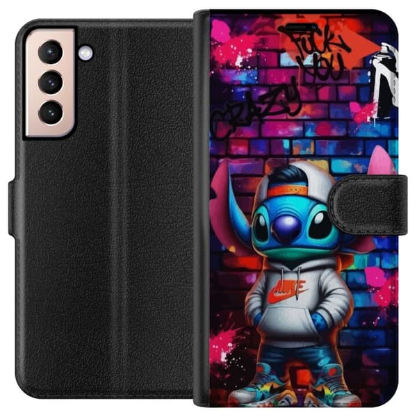 Kompatibelt Lommeboketui til Samsung Galaxy S21 Gatekunst Alien i hettegenser Neon graffitistil