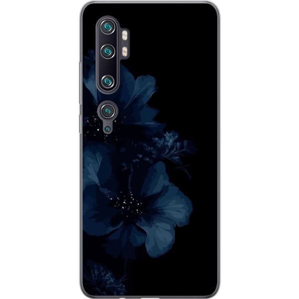 Kompatibelt Mobilskal till Xiaomi Mi Note 10 Pro Mörkblå blommor