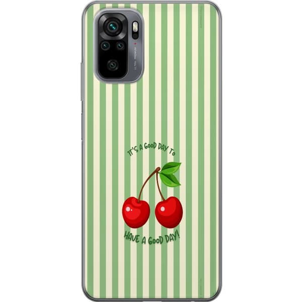 Kompatibelt Mobildeksel til Xiaomi Redmi Note 10S Søtt kirsebærbilde med hjerteformet design