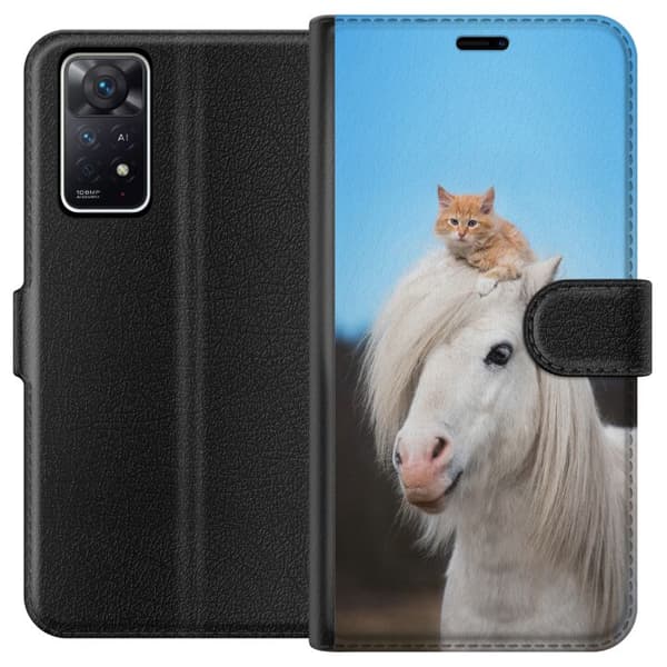 Kompatibelt Plånboksfodral till Xiaomi Redmi Note 11 Pro 5G Häst & Katt