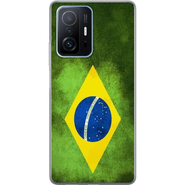 Kompatibelt Mobildeksel til Xiaomi 11T Pro Brasiliansk flagg med rustikk tekstur