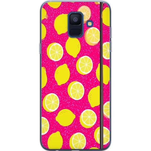 Kompatibelt Mobildeksel til Samsung Galaxy A6 (2018) Citronmönster rosa