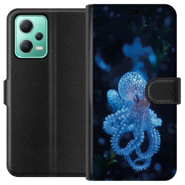 Kompatibelt Plånboksfodral till Xiaomi Redmi Note 12 Närbild av blå bläckfisk