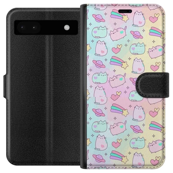 Kompatibel Tegnebogsetui til Google Pixel 6a Søde pastelfarvede katte med planeter, hjerter, stjerner og farverige stjerneskud