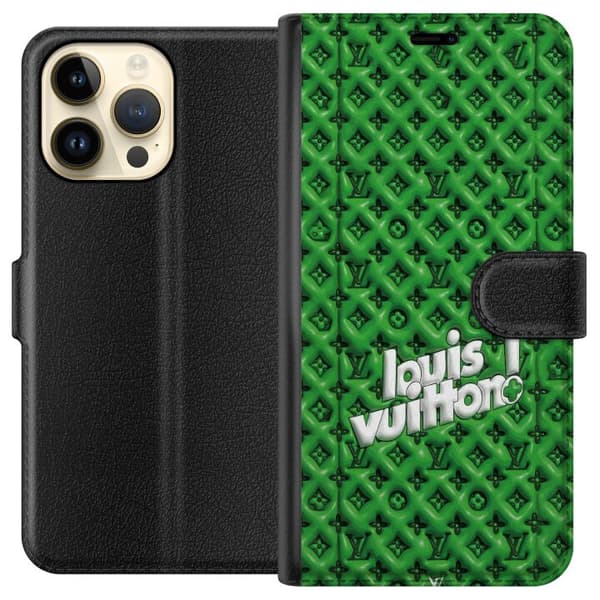 Kompatibelt Lommeboketui til Apple iPhone 15 Pro Max Grønt luksusmønster med monogram