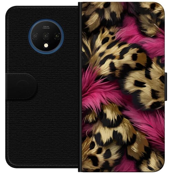 Kompatibel Tegnebogsetui til OnePlus 7T Blødt leopardmønster med lyserøde detaljer