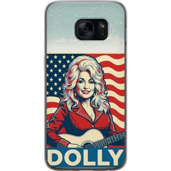 Kompatibelt Mobildeksel til Samsung Galaxy S7 Dolly Parton med gitarr och USA-flagga