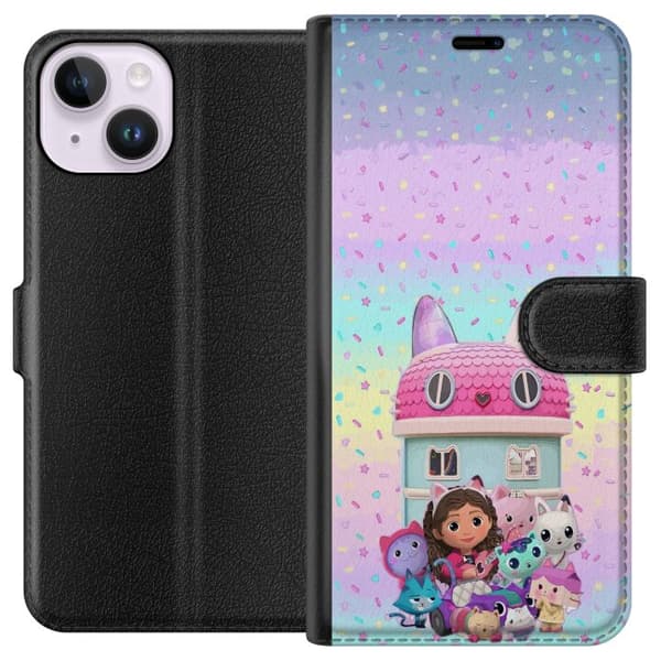 Kompatibelt Plånboksfodral till Apple iPhone 14 Gabbys Dockhus-tema med glada figurer