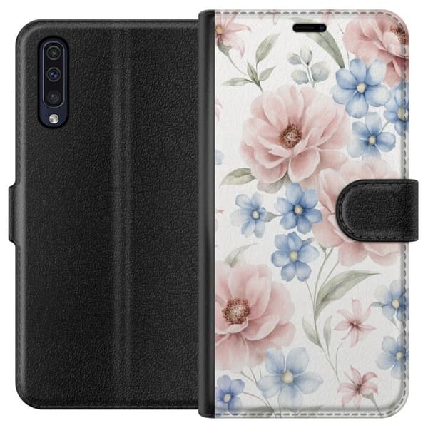 Kompatibel Tegnebogsetui til Samsung Galaxy A50 Romantiske blomster