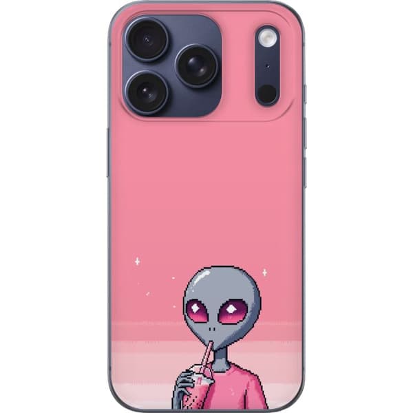 Kompatibelt Mobilskal till Apple iPhone 17 Pro Pixelalien med rosa dryck