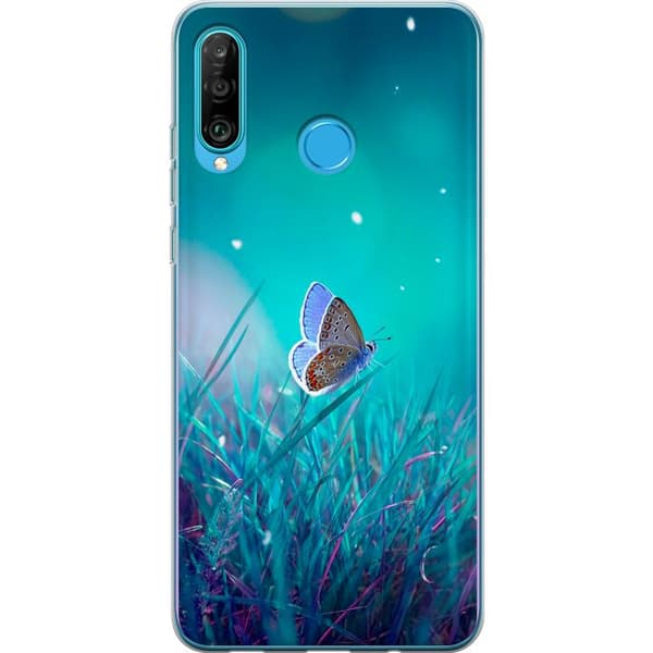 Kompatibelt Mobilskal till Huawei P30 lite Blå fjäril