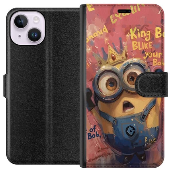 Kompatibel Tegnebogsetui til Apple iPhone 14 Minion Med Krona