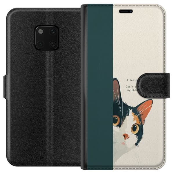 Kompatibel Tegnebogsetui til Huawei Mate 20 Pro Katt som kikar fram