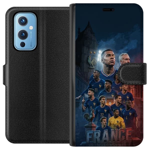 Kompatibel Tegnebogsetui til OnePlus 9 Charmander på farverig eksplosiv baggrund