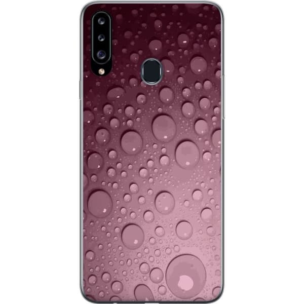 Kompatibelt Mobilskal till Samsung Galaxy A20s Rosa vattendroppar