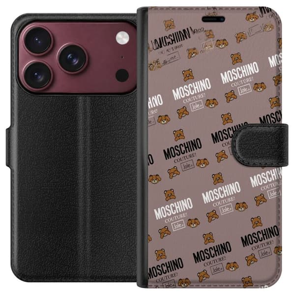 Kompatibel Tegnebogsetui til Apple iPhone 18 Pro Max Beige mønster med søde tegnede brune bjørne