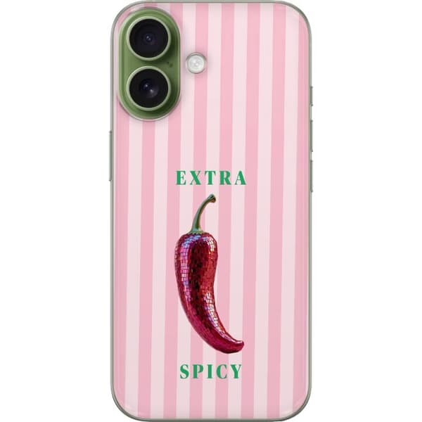 Kompatibelt Mobildeksel til Apple iPhone 17 Glittrig chili med Extra Spicy-text