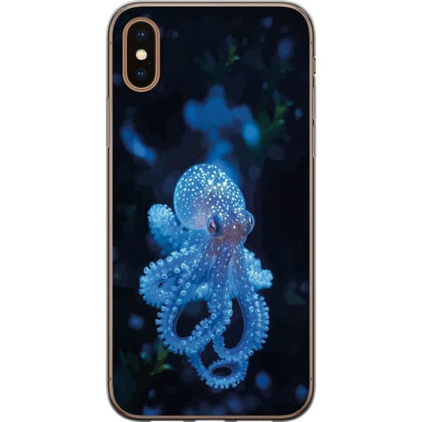 Kompatibelt Mobilskal till Apple iPhone XS Närbild av blå bläckfisk