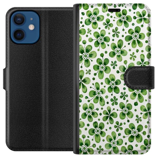 Kompatibel Tegnebogsetui til Apple iPhone 12 Azurblå flora
