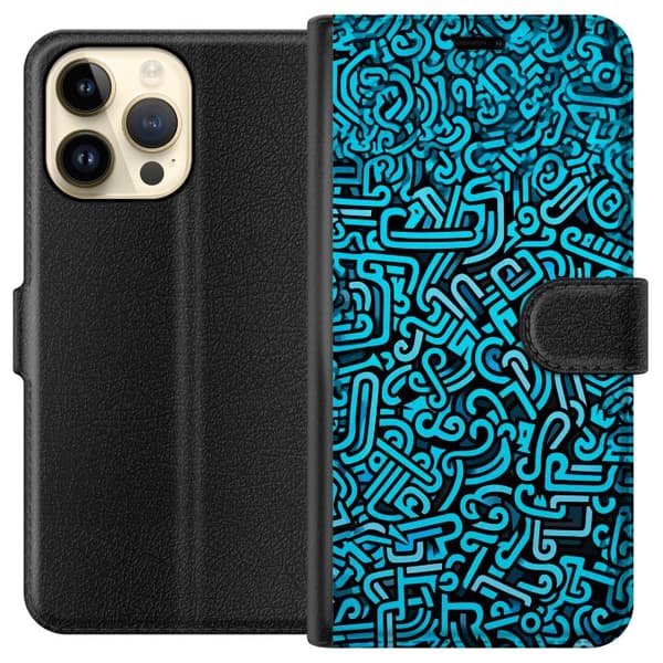 Kompatibelt Plånboksfodral till Apple iPhone 15 Pro Max Blå abstrakt graffiti