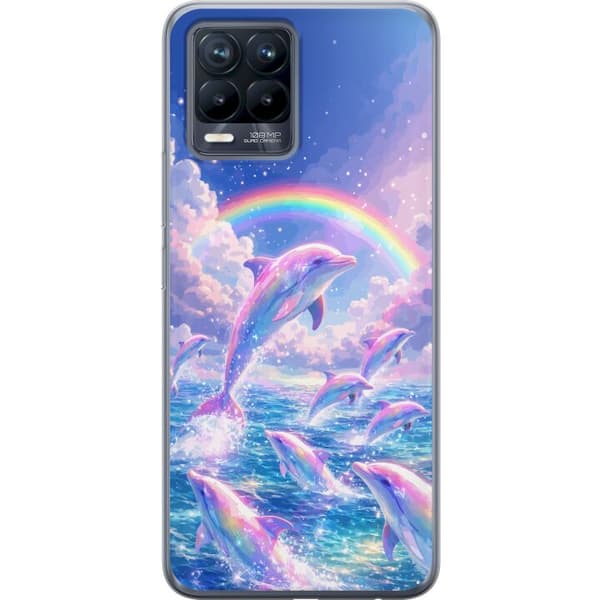 Kompatibelt Mobildeksel til Realme 8 Glittrande regnbågsdelfiner